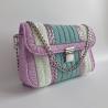 Thumbnail for Geweven crossbody tas | Turquoise, lila, pastel geel en zilver
