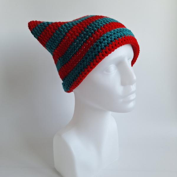 Gehaakte muts | Rood en petrol