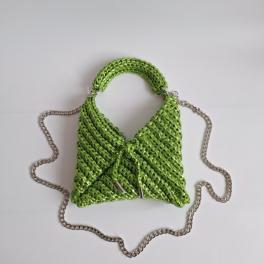 Gehaakte crossbody tas | Metallic groen