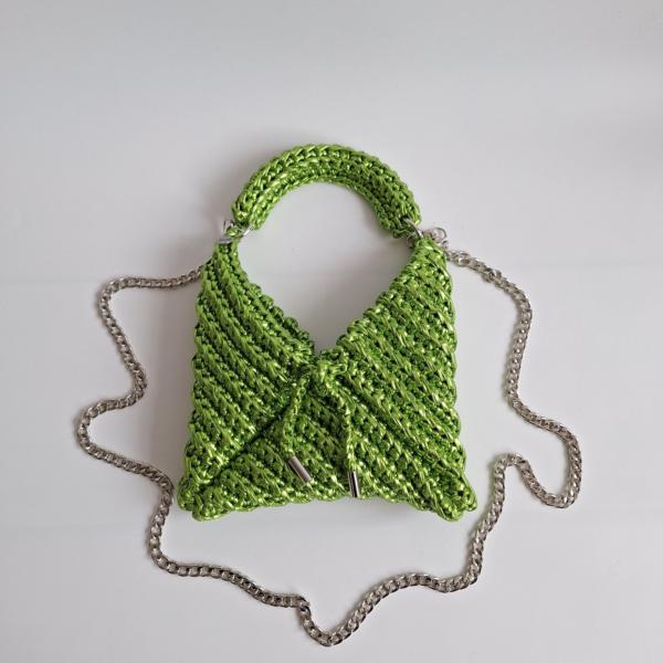 Gehaakte crossbody tas | Metallic groen