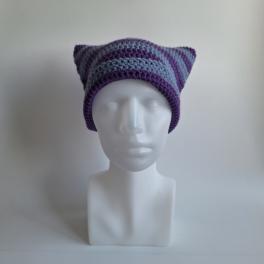 Gehaakte muts | Paars en denimblauw