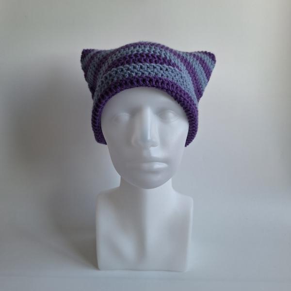 Gehaakte muts | Paars en denimblauw