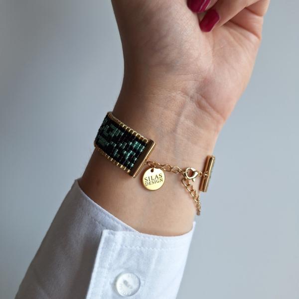 Geweven kralen armband | Blauwe bladeren