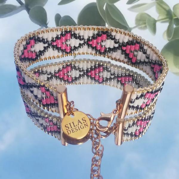 Geweven kralen armband | Roze zandloper