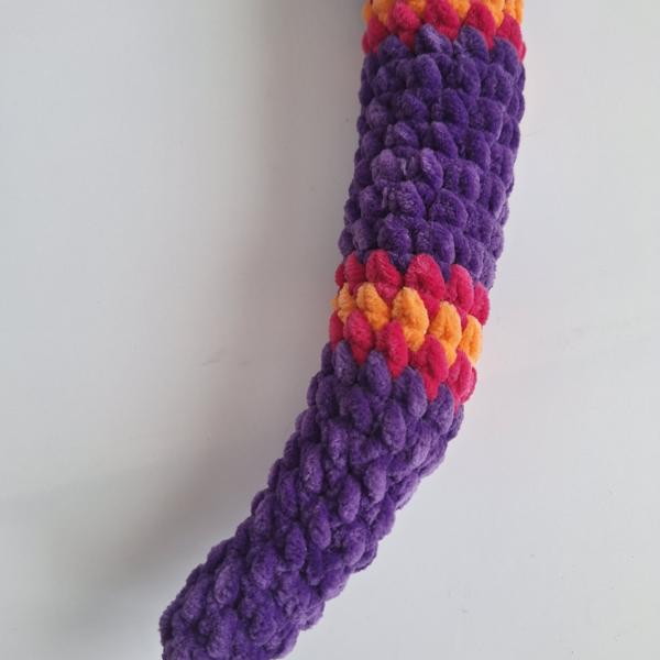 Gehaakte knuffel slang | Paars, knalroze en oranje