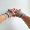 Thumbnail for Gehaakte handschoenen - gehaakte vingerloze handschoenen | Beige