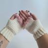Thumbnail for Gehaakte handschoenen - gehaakte vingerloze handschoenen | Crème en poederroze
