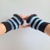 Thumbnail for Gehaakte handschoenen - gehaakte vingerloze handschoenen | Zwart en lichtblauw