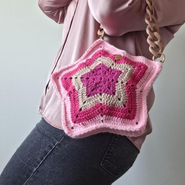 Gehaakte tas 'Roze ster'