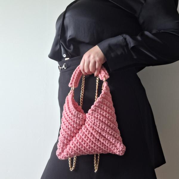 Gehaakte crossbody tas | Roze
