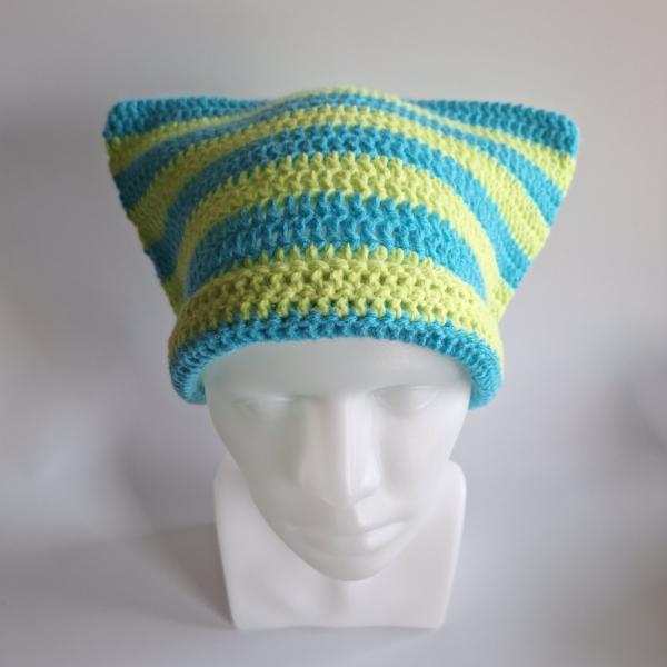 Gehaakte muts | Limegroen en turquoise