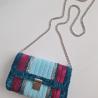 Thumbnail for Geweven crossbody tas | Lichtblauw, petrol, magenta en zilver
