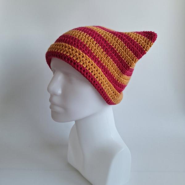 Gehaakte muts | Oranje en fuchsia