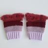Thumbnail for Gehaakte handschoenen - gehaakte vingerloze handschoenen | Lila, taupe en wijnrood
