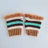 Thumbnail for Gehaakte handschoenen - gehaakte vingerloze handschoenen | karamelbruin, crème, turquoise en donkerbruin