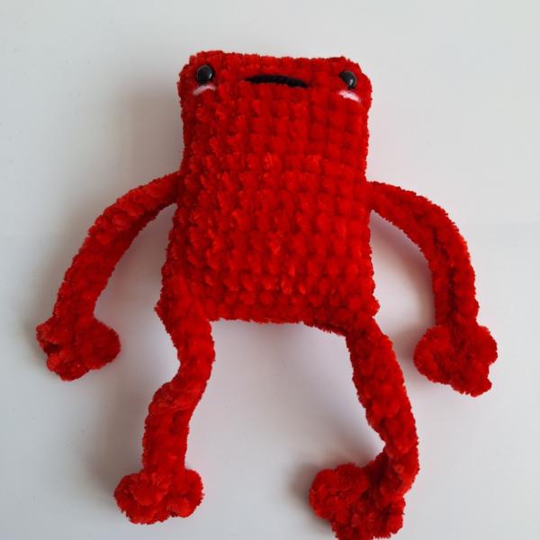 Gehaakte knuffel 'Rode kikker'