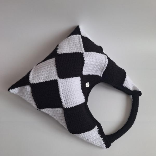 Gehaakte checker handtas 'Zwart en wit'