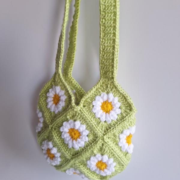Gehaakte tas | Groene madeliefjes