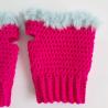 Thumbnail for Gehaakte handschoenen - gehaakte vingerloze handschoenen | Knalroze en lichtblauw