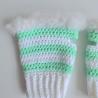 Thumbnail for Gehaakte handschoenen - gehaakte vingerloze handschoenen | Wit en mintgroen