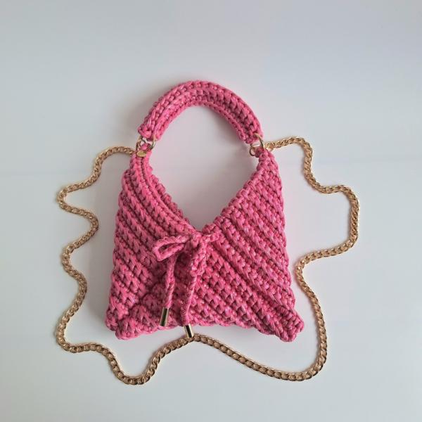 Gehaakte crossbody tas | Glitter roze