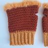 Thumbnail for Gehaakte handschoenen - gehaakte vingerloze handschoenen | Bruin en oranje
