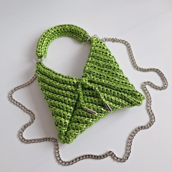 Gehaakte crossbody tas | Metallic groen