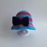 Thumbnail for Gehaakt baby zonnehoedje 'Roze en blauw met strik'