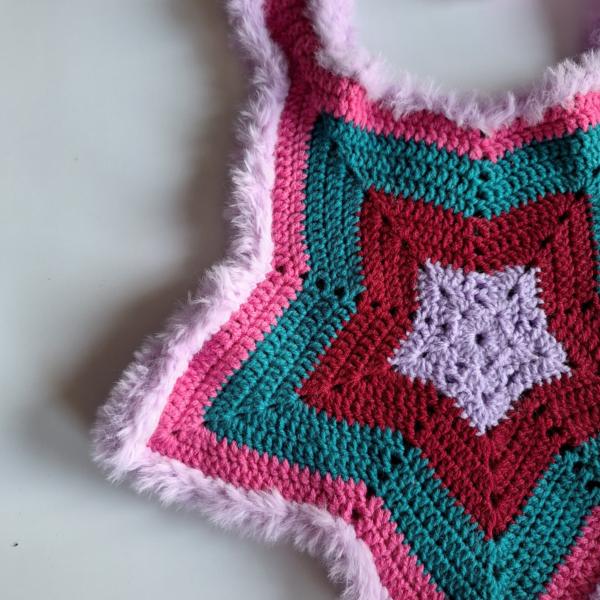 Gehaakte tas | Lila, wijnrood, petrol en fuchsia ster