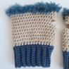 Thumbnail for Gehaakte handschoenen - gehaakte vingerloze handschoenen | Beige en denimblauw