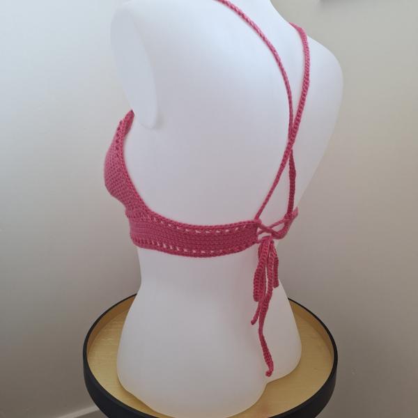 Gehaakt topje 'boho top hot pink'