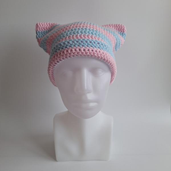 Gehaakte muts | Lichtroze en lichtblauw