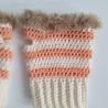 Thumbnail for Gehaakte handschoenen - gehaakte vingerloze handschoenen | Crème, pasteloranje en beige