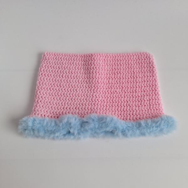 Gehaakte muts met imitatiebont | Lichtroze en lichtblauw