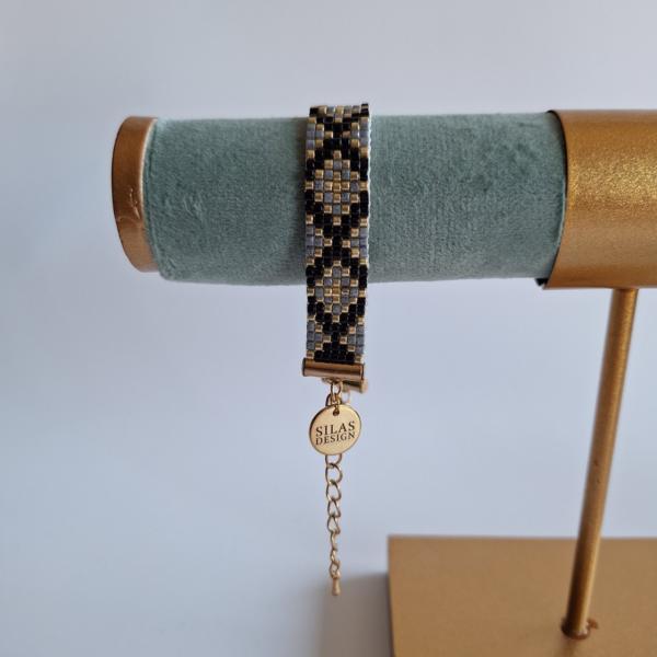 Geweven kralen armband | XOXO zwart en grijs