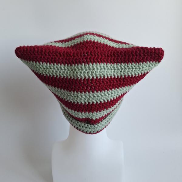 Gehaakte muts | Wijnrood en sagegroen