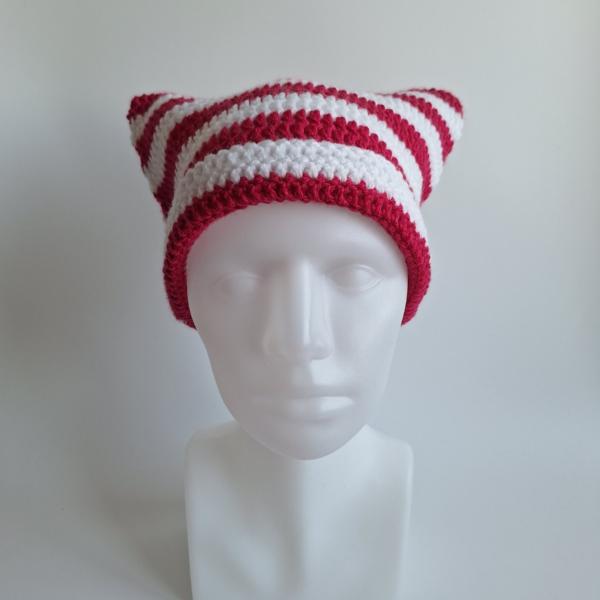 Gehaakte muts | Fuchsia en wit