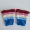 Thumbnail for Gehaakte handschoenen - gehaakte vingerloze handschoenen | Blauw, lichtblauw, crème, lichtroze en wijnrood