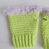 Thumbnail for Gehaakte handschoenen - gehaakte vingerloze handschoenen | Limoengroen en lila