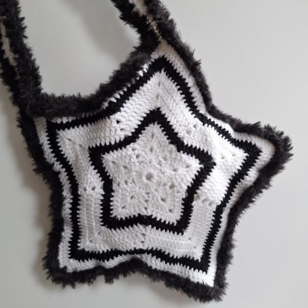 Gehaakte tas | Zwart en witte ster