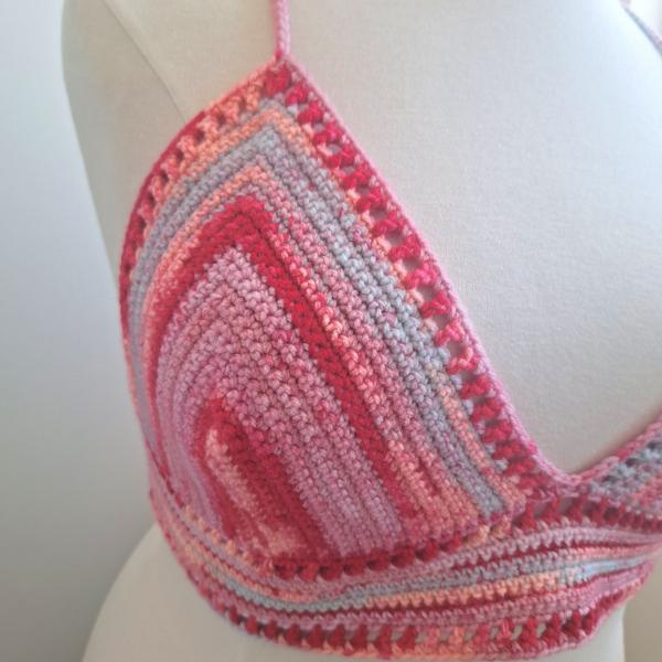 Gehaakt topje 'Boho top ombre paars en roze'