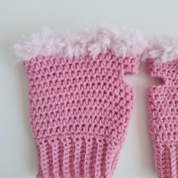 Gehaakte handschoenen - gehaakte vingerloze handschoenen | Roze en lichtroze