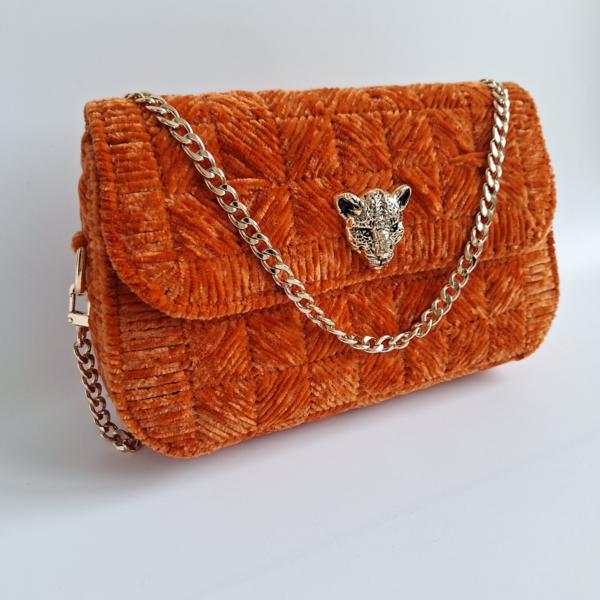 Geweven crossbody tas | Oranje en goud