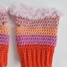 Thumbnail for Gehaakte handschoenen - gehaakte vingerloze handschoenen | Koraaloranje, lavendel, perzik en poederroze