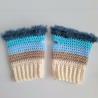 Thumbnail for Gehaakte handschoenen - gehaakte vingerloze handschoenen | Crème, beige, lichtblauw, turquoise en denimblauw