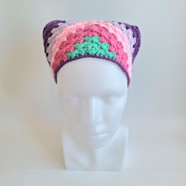 Gehaakte bandana | Turquoise, knalroze, lichtroze, lila en paars