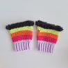 Thumbnail for Gehaakte handschoenen - gehaakte vingerloze handschoenen | Lila, knalroze, oranje, limoengroen en zwart