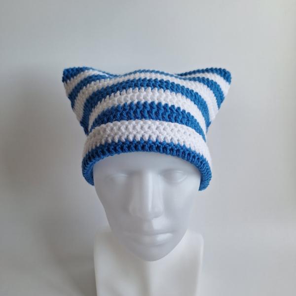 Gehaakte muts | Blauw en wit