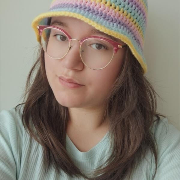 Gehaakte bucket hat | Pastel regenboog