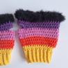 Thumbnail for Gehaakte handschoenen - gehaakte vingerloze handschoenen | Geel, koraaloranje, lavendel, paars en zwart